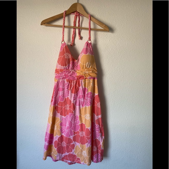 Tommy Bahamas Pink floral peach Halter dre… - Picture 2 of 9